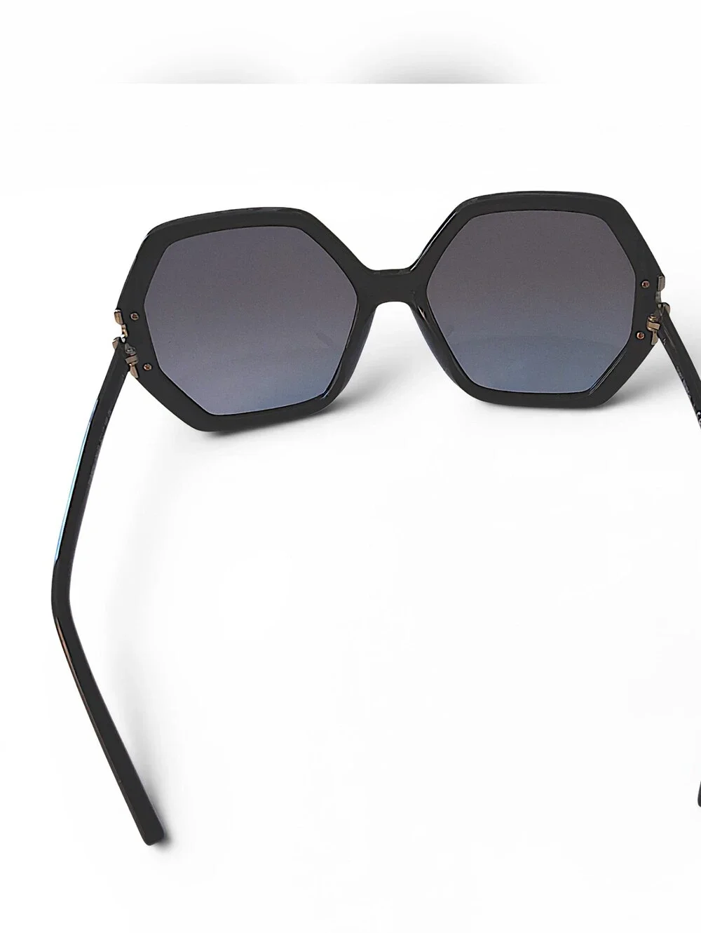 Tory Burch TY9062U Geometric Oversized Sunglasses Black & Gold w/ Case